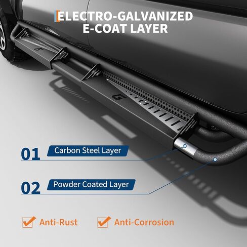 6" Running Boards Compatible with 2005-2023 Toyota Tacoma Double Cab, Bolt-On Steel Side Steps with Non-Slip Textured Surface, Black Powder Coated Direct Fit Nerf Bars in Kuwait