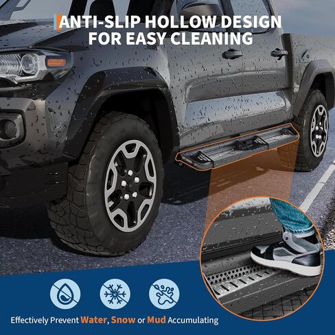 6" Running Boards Compatible with 2005-2023 Toyota Tacoma Double Cab, Bolt-On Steel Side Steps with Non-Slip Textured Surface, Black Powder Coated Direct Fit Nerf Bars in Kuwait