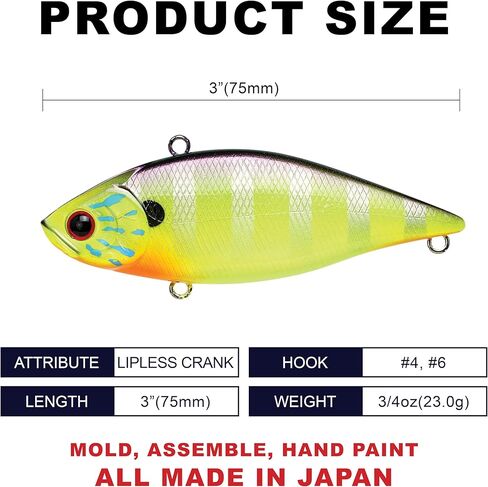 LUCKY CRAFT LV-500 Max ~ بطولة حركة Lucky Vibration Lipless Crank للفوز بالاهتزاز المثالي في المياه العذبة في بحيرة باس لصيد السمك، طُعم بطل الصيد in Kuwait