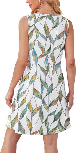 OFEEFAN Womens Pleated Front Tank Dresses Fashion Spring Sleeveless Pockets Sundress Casual Summer in Saudi Arabia