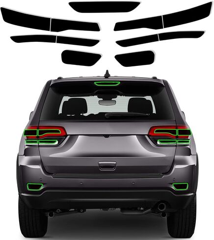 Precut Light Cover Film Fit for Jeep Grand Cherokee 2014-2021 Tail Light Tint Taillight Third Brake Rear Bumper Reflector Overlay with Gloss Dark Smoke Wrap Decals Accessories in Saudi Arabia