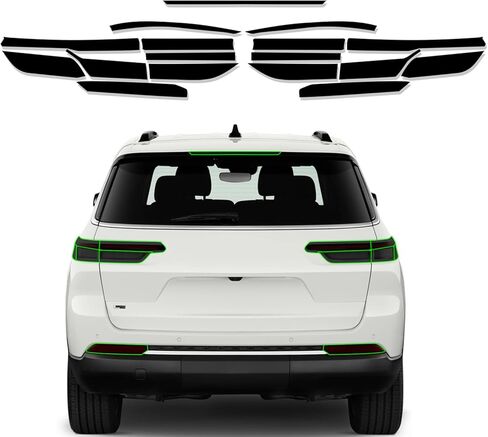 Precut Light Cover Film Fit for Jeep Grand Cherokee 2014-2021 Tail Light Tint Taillight Third Brake Rear Bumper Reflector Overlay with Gloss Dark Smoke Wrap Decals Accessories in Saudi Arabia