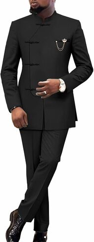 African Suits for Men Classic Fashion 2 Piece Set Dashiki Party Wedding Evening Slim Fit Outfits in Kuwait