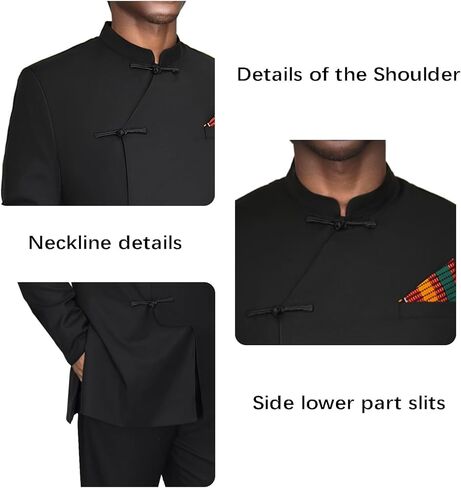 African Suits for Men Classic Fashion 2 Piece Set Dashiki Party Wedding Evening Slim Fit Outfits in Kuwait