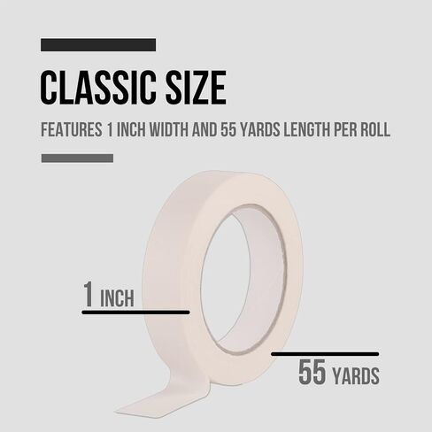 Lichamp Masking Tape 1 inch, 24 Pack General Purpose Masking Tape Bulk Multipack for Basic Use, 1 inch x 55 Yards x 24 Rolls (1320 Total Yards) in Saudi Arabia