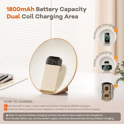 ساعة منبه شروق الشمس من كولسور، مكبر صوت بلوتوث، شحن لاسلكي، ضوضاء بيضاء، مصباح بجانب السرير، غرفة النوم، مساعد الغفوة والنوم، مثالية للهدايا in Kuwait