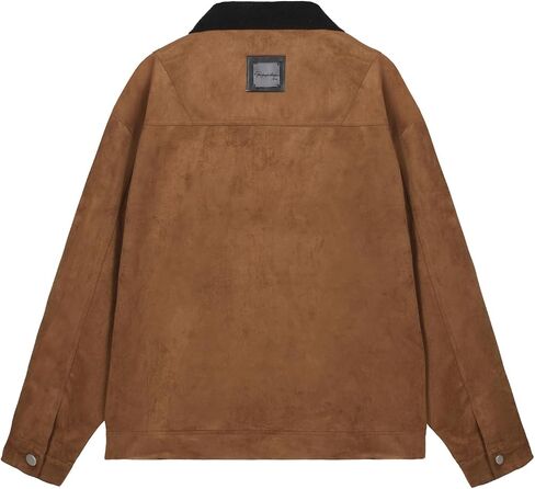 Men's Women's Suede Leather Letter Graphic Color Block Zip Up Long Sleeve Jacket Vintage Streetwear Unisex Coats in Saudi Arabia