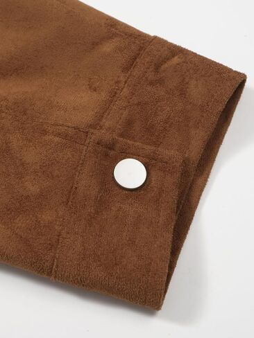 Men's Women's Suede Leather Letter Graphic Color Block Zip Up Long Sleeve Jacket Vintage Streetwear Unisex Coats in Saudi Arabia