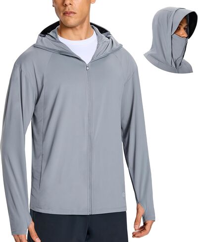 Men's UPF 50+ Light Jacket Full Zip Sun Protection Hoodie Quick Dry Athletic Long Sleeve Shirts Hiking Fishing Running in Saudi Arabia
