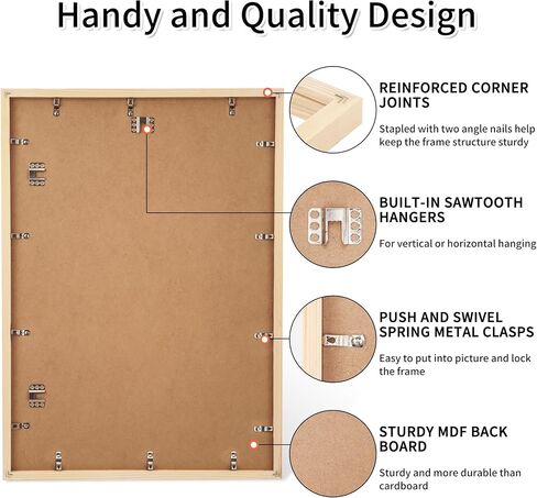 16.5 x 23.4 A2 Picture Frame Matted to A3 Solid Wood Plexiglass Natural Fit Poster Print 11.7x16.5 with Mat Opening or 16.5x23.5 without Matt Horizontal or Vertical for Wall Hanging in Saudi Arabia
