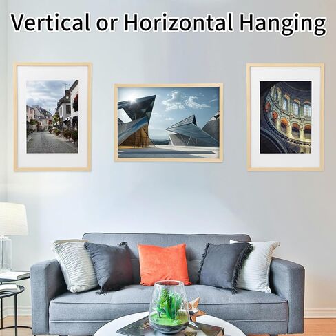 16.5 x 23.4 A2 Picture Frame Matted to A3 Solid Wood Plexiglass Natural Fit Poster Print 11.7x16.5 with Mat Opening or 16.5x23.5 without Matt Horizontal or Vertical for Wall Hanging in Saudi Arabia