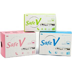 Safe V-Sanitary Napkins Natural Cotton with Active Oxygen, Negative Ion, Ultra Thin 3-Pack, High Absorbency Sanitary Pads Comfortable Menstrual Pads, Leak-Proof, Chlorine Free