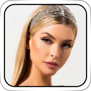 Rhinestone Layered Head Chain Silver Sparkly Rows Forehead Bride Headband Crystal Wedding Hair Jewelry for Women