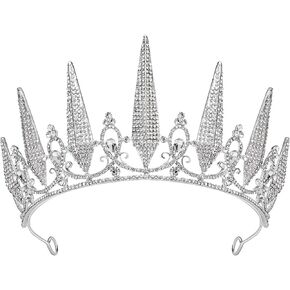 SWEETV Tiaras and Crowns for Women, Crystal Wedding Tiara for Bride, Metal Silver Crown, Costume Party Accessories for Birthday Halloween Prom