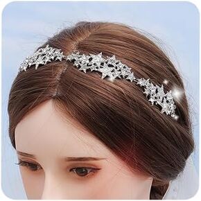Aimimier Bridal Crystal Star Tiara Crown Rhinestone Headband for Wedding Prom Party Hair Jewelry for Women