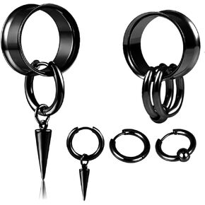 2pcs مقاييس الأذن أنفاق الأذن من الفولاذ المقاوم للصدأ مع حلقات أنف 6 أجزاء ، و 2 pcs و 2 pcs الأوزان للأذنين الممتدة جسم الثقب المجوهرات