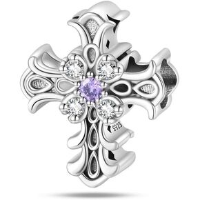 CYCUFF 925 Sterling Silver Charms Suitable for Bracelets Charms Beads, Charm Necklaces Jewellery Gift for Women Family Friends (Romantic Classical Cross Beads)
