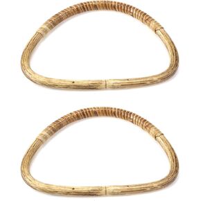 KUMGROT 2pcs Wood Bag Handles Bamboo Bag Handle Replacements D Shap Decorative Purse Handle for Beach Bag Handbags Straw Bag 18.5×13cm/7.28×5.12in