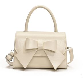 Mini Top Handle PU Flap Bag for Women - Elegant Bow Decor, Lightweight & Stylish Handbag