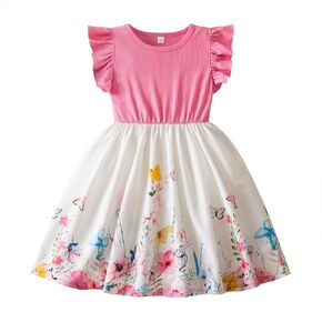 NNJXD Princess Girl Casual Bowknot Dress Ruffles Toddler Girls Cloths