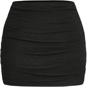 SOLY HUX Girl's Ruched Bodycon Short Skirts Mesh High Waisted Party Birthday Skirts