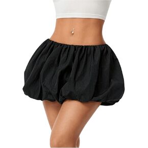 Milumia Girl's Ruffle Hem Low Waisted Pleated Mini Skirts Puffy Short Bubble Skirt