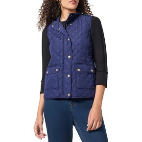 Jones New York Women's Quilted Patch Pocket Vest W/Snaps & Zipp