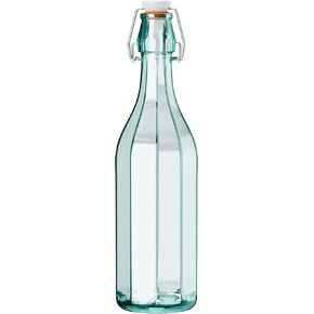 Amici Home Faceted Hermetic Glass Bottles | Eco-Friendly Swing Top Glass Bottles | Flip Top Glass Bottle with Airtight Cap | Glass Bottles with Caps - Dishwasher Free (17 Oz)