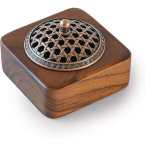 Bisense Burner ، Acacia Wood Bisense Borner ، حامل البخور للعصي ، ديكور المنزل ، ديكور Zen ، أدوات التأمل ، أدوات اليوغا ، شكل مربع