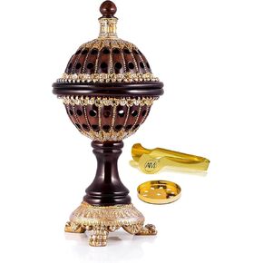 AM Lux Globe Incense Burner - Bakhoor Cone Holders | Frankincense Burner Charcoal | Mabkhara | for Office & Spiritual Decor (White)