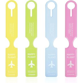 4 PCS Luggage Tags for Suitcases, Universal for Suitcases & Travel Bags, Travel Tags for Luggage - 4 Colors (Green, Pink, Light Blue, Yellow), Easily and Quickly Identify Luggage