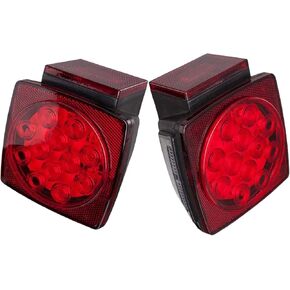 Trailer Tail Lights, Square Boat Trailer Lights Led Submersible Kit, Stop Turn Tail License Brake Running Light for Boat Truck RV Trailers Under 80" (2 Pack)