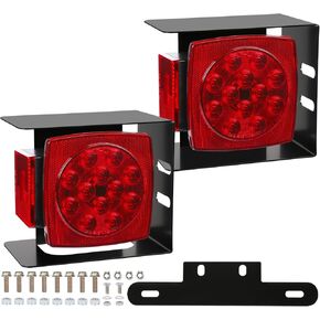 Linkitom 12V Submersible Square LED Trailer Light مع صناديق تصاعد الصلب وغطاء حارس قوس لوحة ترخيص لأقل