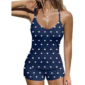 Ekouaer Ribbed Cami Pajamas Set 2 Piece Rib Knit Camisoles Pjs Racerback Tank Top with Shorts Lounge Sets for Women