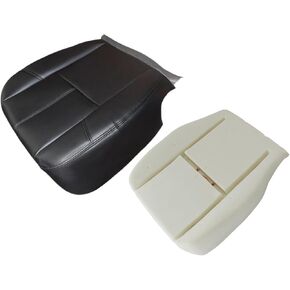 SecosAutoparts Driver Bottom Leather Seat Cover Black & Foam Cushion Compatible with Chevy Silverado GMC Sierra Tahoe Suburban Avalanche Yukon 2007 2008 2009 2010 2011 2012 2013 2014