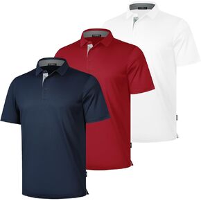 3 Pack Mens Polo Shirts Short Sleeve Dry Fit Moisture Wicking Collared Shirt Golf Polo Shirts for Men Casual Bussiness