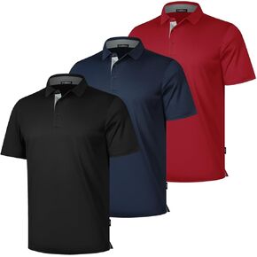 3 Pack Mens Polo Shirts Short Sleeve Dry Fit Moisture Wicking Collared Shirt Golf Polo Shirts for Men Casual Bussiness in Kuwait
