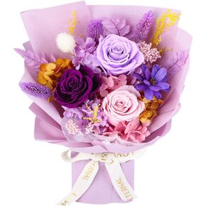 Flowers Gifts for Mom, Purple Flower for Delivery, Preserved Roses Bouquets, Purple Roses, Birthday Gifts for Women, Mothers Day Flowers for Wife Lasting Roses Bouquet
