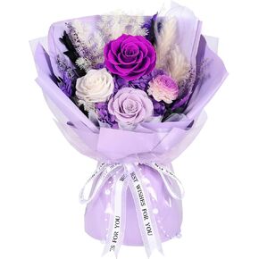 Flowers for Delivery Prime, Forever Flowers, Preserved Roses Bouquets, Purple Roses, Anniversary Valentines Day Birthday Gifts for Women, Mothers Day Flowers for Mom (Purple)