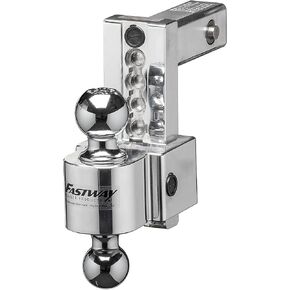 Fastway Flash Secure Adjustable Dual Locking Aluminum Ball Mount with 6 Inch Drop, 2 Inch Shank, Built-in Locks, and Chrome Plated Balls