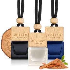 معطر هواء السيارات- 3 عبوات ، ناشر للزيت الأساسي للسيارة ، تدوم طويلًا حتى 90 يومًا ، معطرات الهواء الصديقة للحيوانات والحيوانات الأليفة للرجال (خشب الصندل ، خشب خشب الساج ، كولونيا)- مجموعة رائحة السيارات المتميزة.