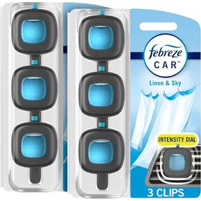Febreze Car Carping-Laitting Car Starener Clip Clip Linen & Sky ، 0.06 Fl Oz ، 3 Ct Pack of 2
