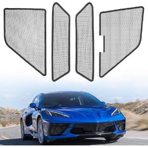 حارس شواء Joytutus الأمامي الشواء متوافقون مع 2020-2024 C8 Corvette ، واقي مصبغة مشعورة بالسيارة ، ورباء الشواية الشواء من الألومنيوم المعدنية الشواء الخارجي وخيط الشواية الداخلية ، 4 PC