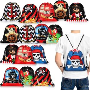 WOANGER 16 PCS Pirate Party Party Favor Bags Pirate Carpsring Facs for Kids Captain Skull Party GOODIE GOOD FOR HALWOWEEN COSPLAY Adventure Murner