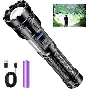 Led Flashlight 1 Pack Super Bright Flashlights Rechargeable High Lumens Torch 5 Modes Zoomable Waterproof for Camping Kids Adults Outdoor Hiking Emergency (Brown)
