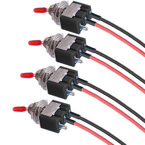 تبديل مفتاح ، تشغيل/إيقاف SPST مع الأسلاك المسلحة مسبقًا ، 3V/5V/12V/24V/72V/110V/220V/240V/MINI مفتاح التبديل للسيارة والشاحنة والضوء والمعدات الصناعية (4pcs+سلك) أسود)
