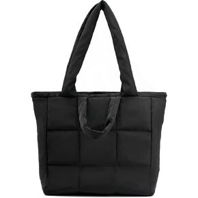 Quilted Tote Bag for Women, Lightweight Carryall Puffer Shoulder Bag Handbag for Travel, Work