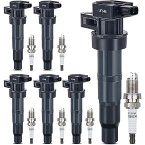 UF546 Ignition Coil & 4503 Double Iridium Spark Plug For 2010-2019 Hyundai Santa Fe XL Genesis Coupe Azera/Kia Sorento Sedona K900 V6 3.3L 3.5L 3.8L Replaces# 273013C000 GN10560