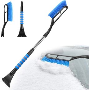Mmobiel Snow Brush و ICE Scriper for Car Windshield Essential Automotive Expansory ، أداة شتوية للسيارة - مكشطة ثلج عالمية قابلة للفصل - قبضة مريحة متين - الأزرق