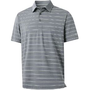 M MAELREG Mens Polo Shirts Short Sleeve Stripe Heather Dry Fit Polo Shirts for Men Moisture Wicking Mens Golf Shirt